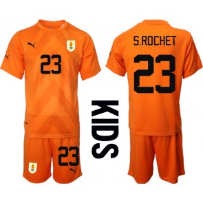 Uruguay Sergio Rochet #23 Brankářské Dětské Venkovní dres komplet MS 2022 Krátký Rukáv (+ trenýrky)